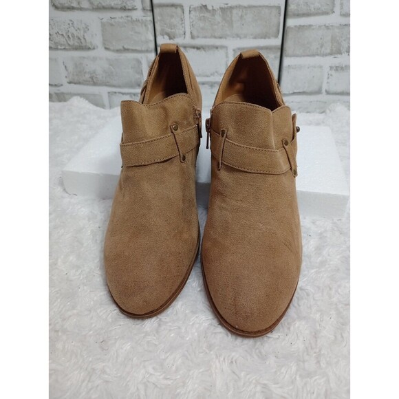 Makalu Women’s Elvie Tan Faux Leather Heeled Ankle  Boots Size 7.5M - Picture 3 of 8